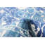 Tapis décoratif en viscose bleu marine/blanc de conception unique 8 pi 1 po x 9 pi 10 po noué à la main New Age