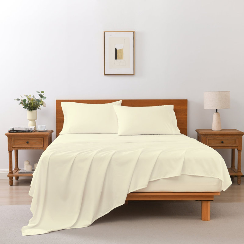 Ensemble de draps 4/6 pièces, Crème, Simple