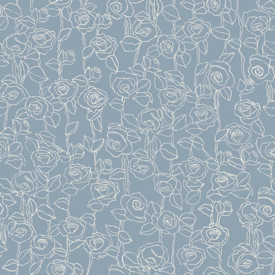 Everett Mid-Century Floral Wallpaper