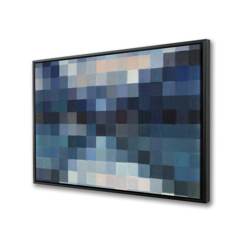 «Pixelated Mountainous Landscape», art abstrait sur toile encadrée, H 25,25 po x l 37,25 po