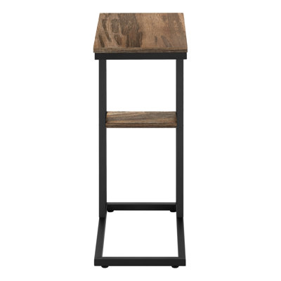 Accent Table, C-Shaped, End, Side, Snack, Living Room, Bedroom, White Laminate, White Metal, Contemporary, Modern Side Table