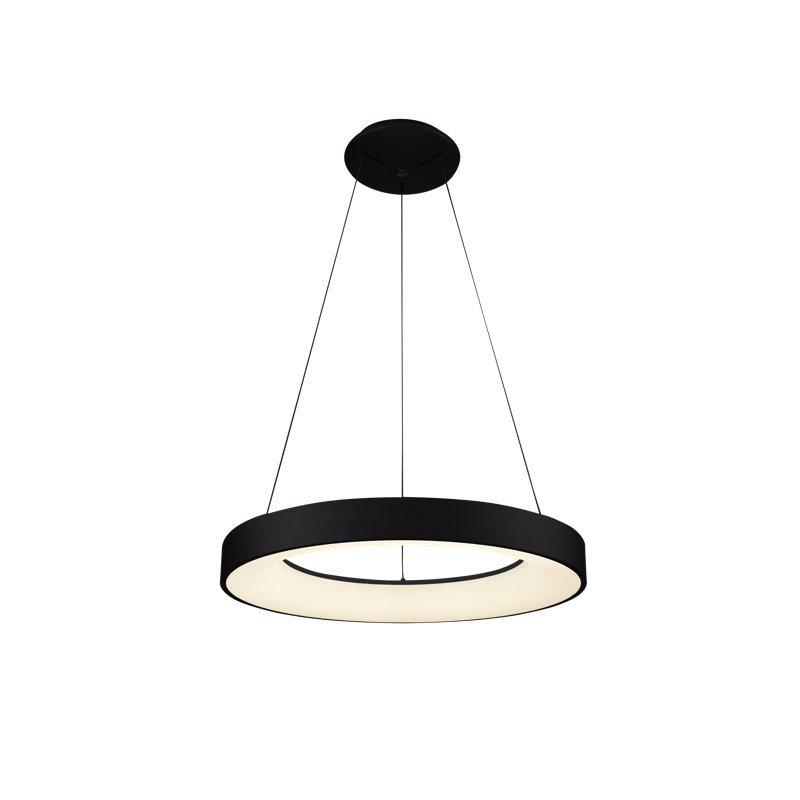 1 - Light LED Wagon Wheel Pendant, Black, 6.2cm H x 60cm W x 60cm D