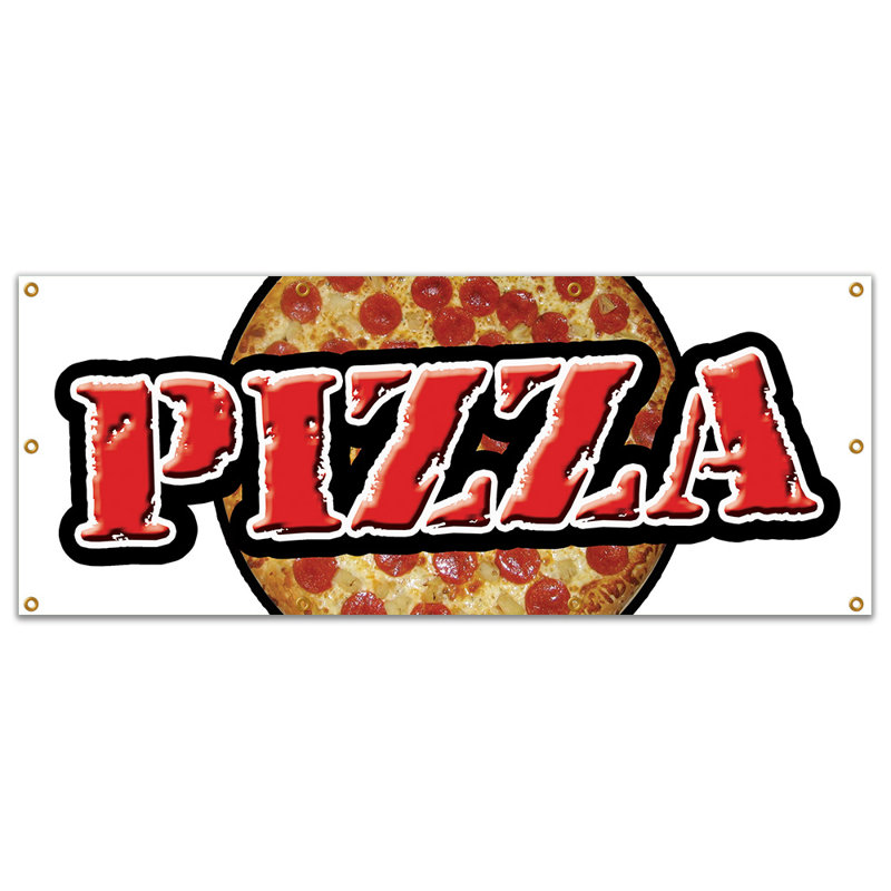 Enseigne de pizza, H 36 po x l 96 po x P 0,1 po