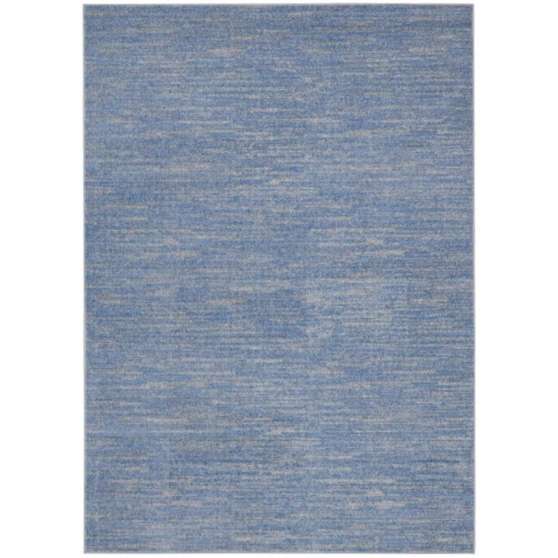 Mulican Solid Color Machine Made Power Loom Polypropylene Indoor / Outdoor Area Rug in Blue, Rectangle 6' x 9'