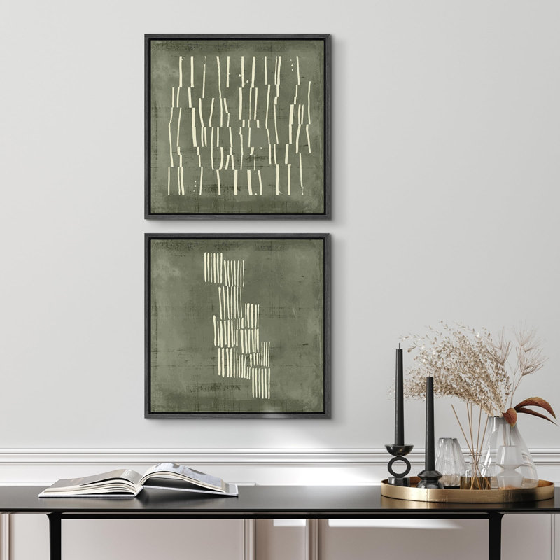 Lignes éclatées en vert et blanc, illustrations abstraites géométriques, art moderne, détente minimale / calme