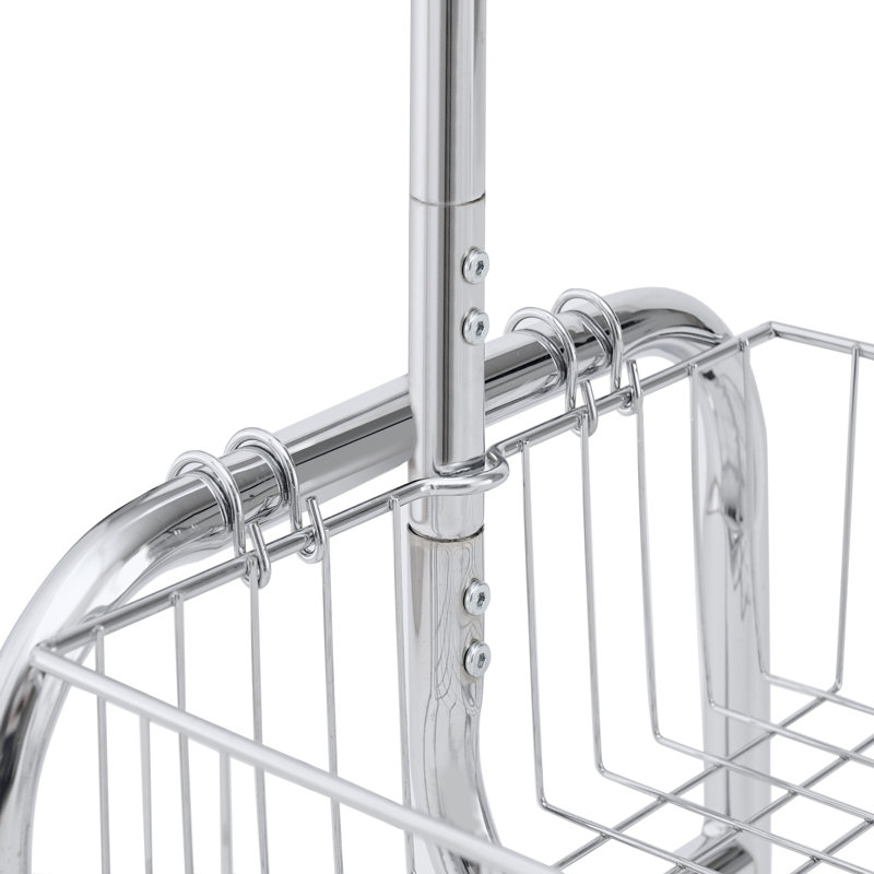 Heavy-duty Rolling Garment Rack With Basket: 2-pack Wheeled Clothes Hanging System For Home & Business Organization