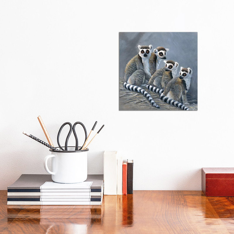 Four Monkeys by Jan Weenink - Gallery-Wrapped Canvas Giclée on Canvas, Canvas, 30.48 cm H x 30.48 cm W