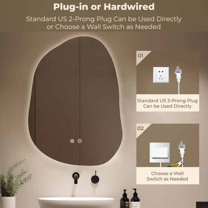LED Mirror for Bathroom – Vanity Mirror with Lights, Dimmable Touch Sensor, and Anti-Fog Function, 30" x 22"