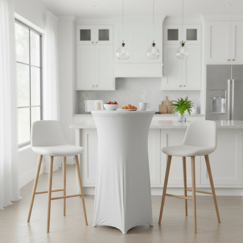80cm Fitted Round Bar Table Cover, White, 2