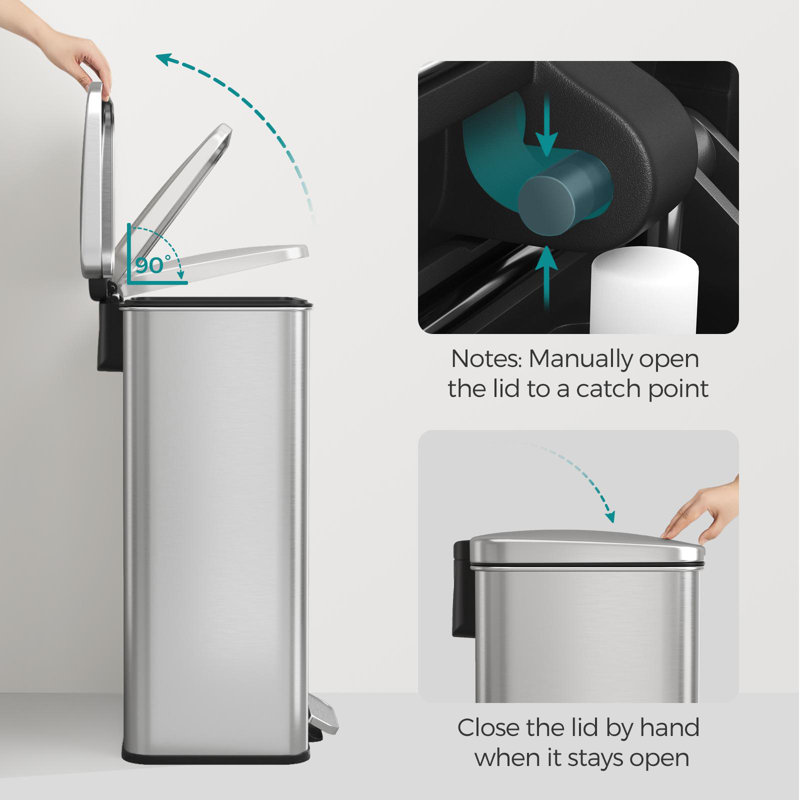 Silver Stainless Steel 10.5 Gallon Step-On Trash Can