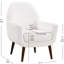 Chaise d'appoint, conception moderne avec boucle, siège en mousse, pieds en bois massif, coussin rembourré avec accoudoirs bouclés style Mid-Century, bois, blanc