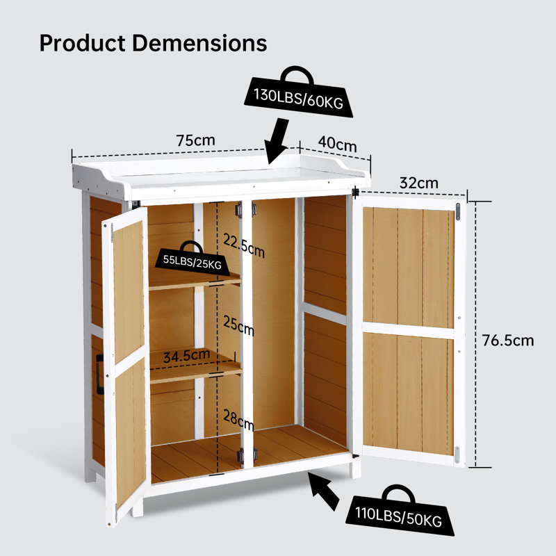 Armoire d'extérieur avec plateau en métal, Beige