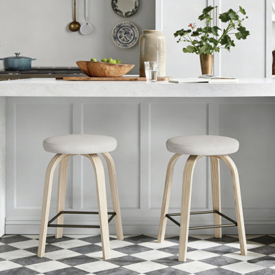 Tabouret de bar 26 po, tabouret de bar pivotant de style Mid-Century moderne avec structure en bois massif (ensemble de 2)