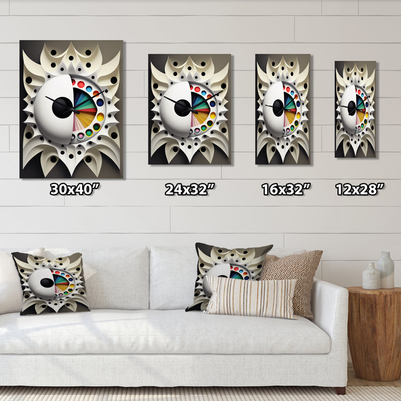 Sceance Ethereal Visions IV - Très grandes horloges murales géométriques modernes, H 40 po x l 30 po x P 1 po
