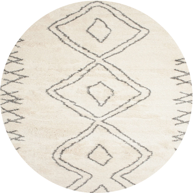Tapis contemporain gris / crème Bushey, Rond 6 pi