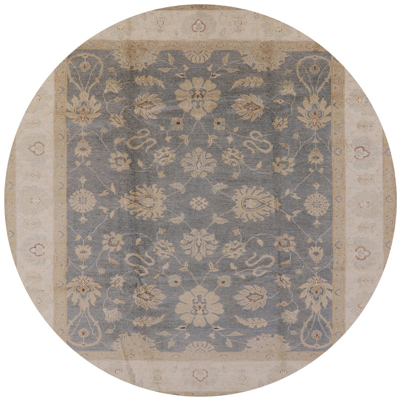 Tapis oriental ivoire / bleu marine Rikulf, Rond 5 pi