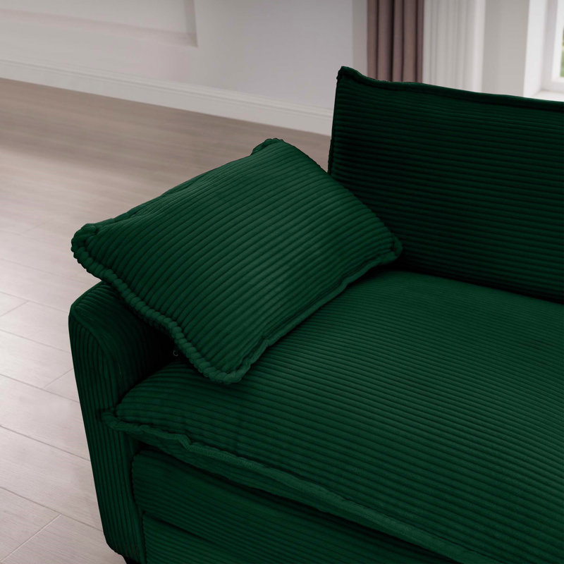Grand canapé en tissu avec 4 coussins de siège en tissu, Vert