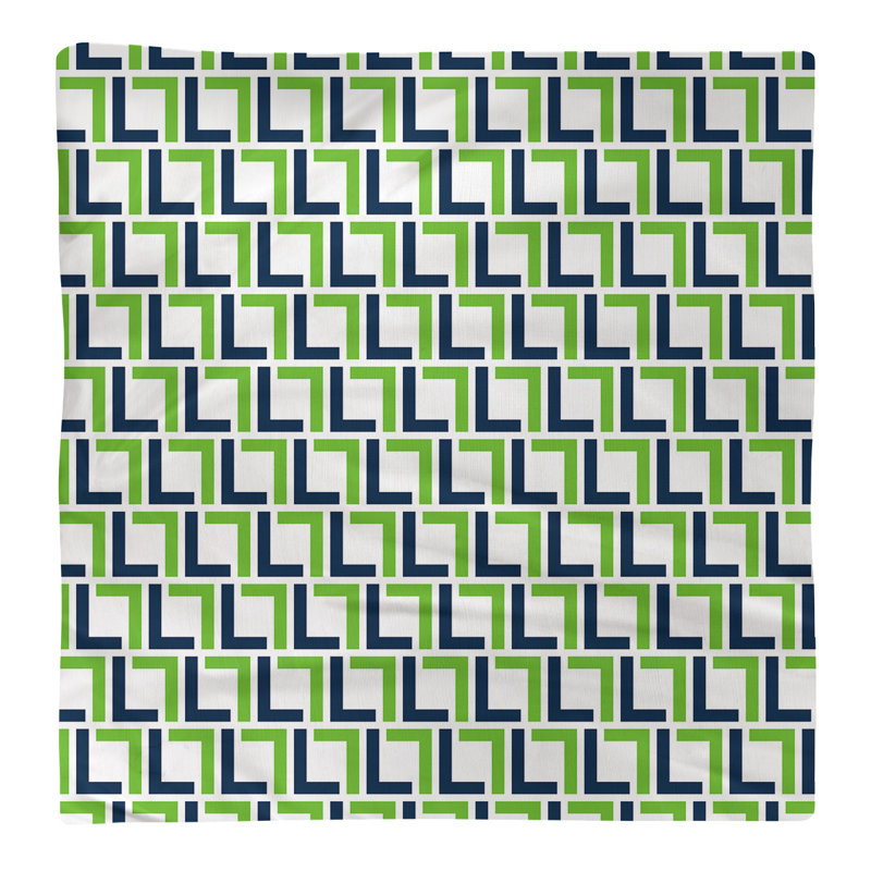 Serviette de luxe Seattle Throwback Football, 10 po x 10 po, Blanc / bleu marine collégial / vert action, Coton