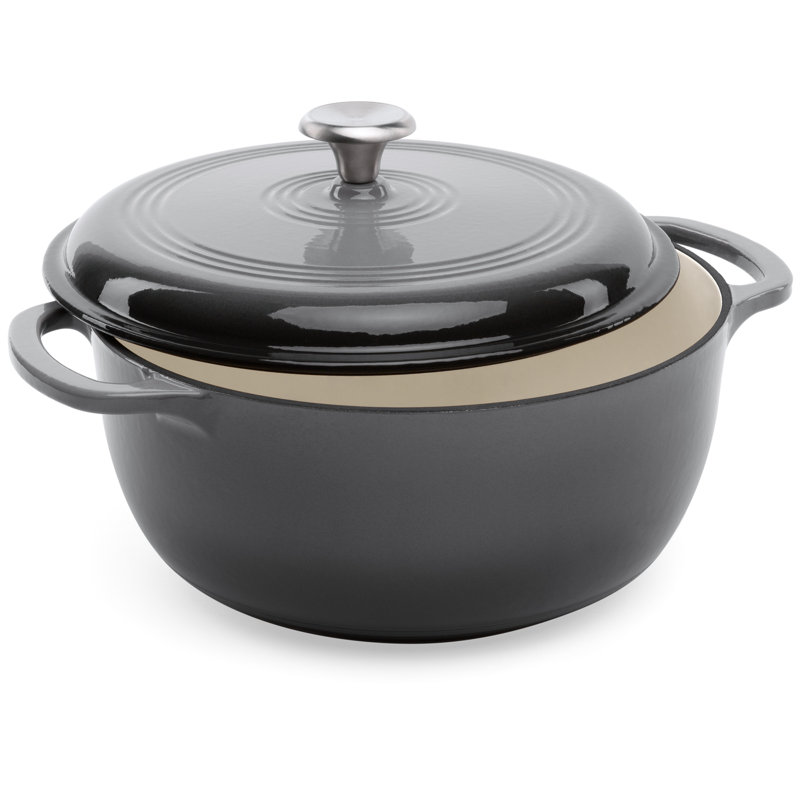 Mushroom Beige 7.5 Quart Enameled Cast Iron Dutch Oven with Lid