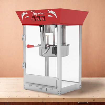 Commercial Popcorn Maker Machine with 12 Oz Kettle and Tempered Glass