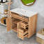 Meuble-lavabo de 36 pouces avec lavabo en céramique, structure en bois d'hévéa massif, 4 tiroirs et portes doubles à fermeture en douceur