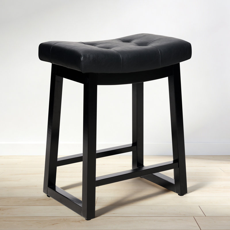 Tabouret de bar 24 po Cindina, Similicuir noir / noir