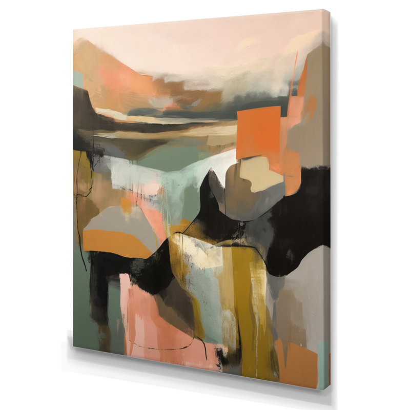 Green And Beige Transcending Reality II - Abstract Painting Canvas Wall Art, 20" H x 12" W x 1" D, Wrapped Canvas