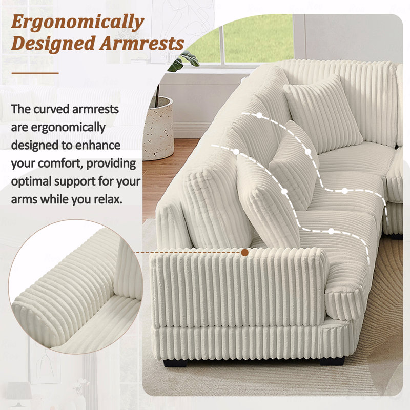 Canapé modulaire Basic, Velours côtelé beige
