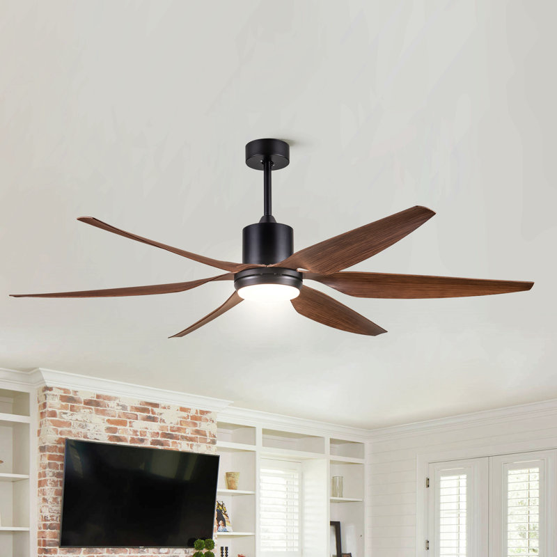 Ventilateur de plafond 66 "rétro avec pales brunes en DEL intégrée