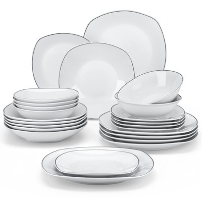 MALACASA  Porcelain China Dinnerware - Set of 24