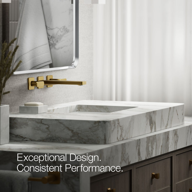 Parallel Wall-Mount Bathroom Sink Faucet Trim, Gold