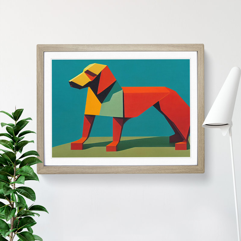 Dog Abstract Vol.1 - Single Picture Frame Painting, 34cm H x 46cm W x 2cm D, Oak