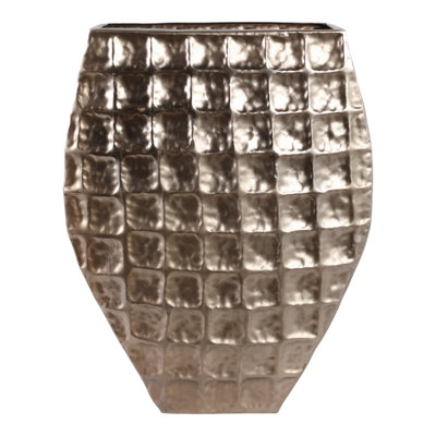 Modern Aluminum Planter with Textured Geometric Design and Tapered Square Shape for Contemporary Style Decor - 29"