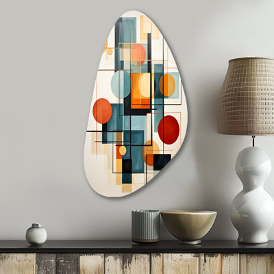 Lehrer Colorful Mid Century Retro Reflections IV - Midcentury Modern Asymmetrical Metal Wall Art, Modern Irregular Shape Metal Art Print