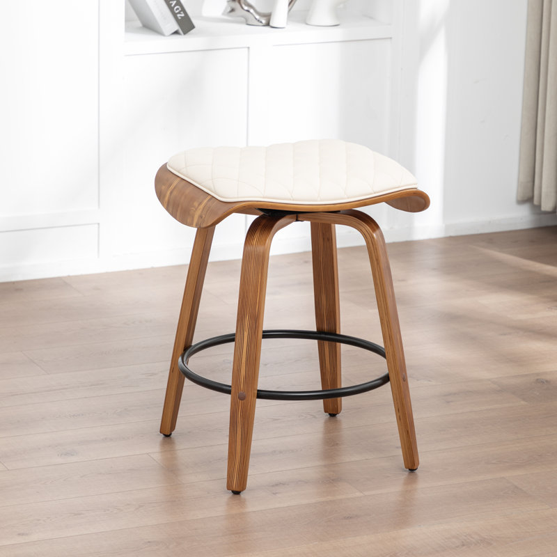 Tabouret pivotant en similicuir pivotant à 360 ° Deer, Beige
