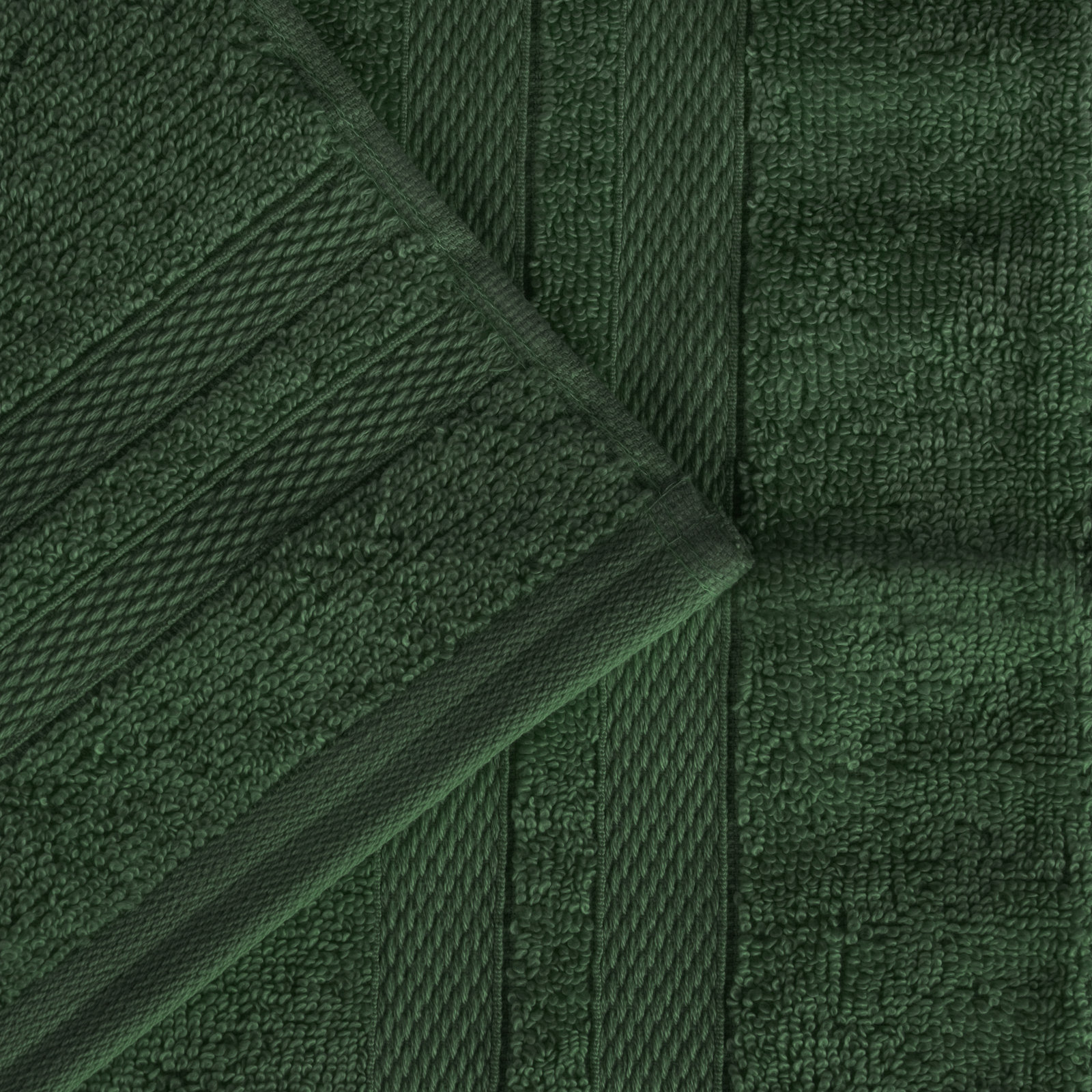 Quick-Drying Dobby Border Cotton Towel Set, Forest Green