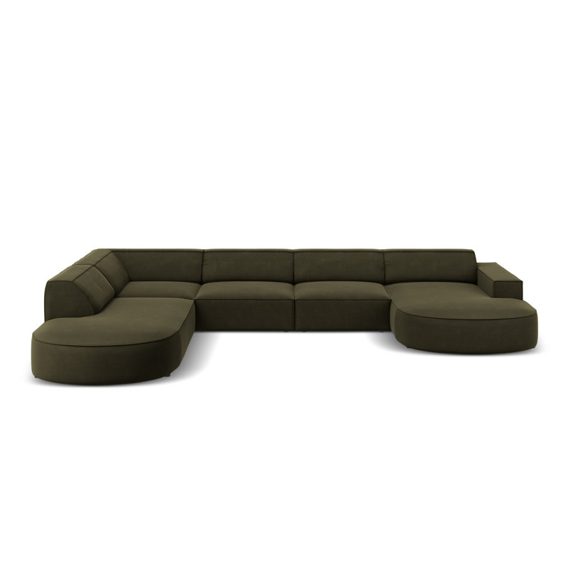 Jodie 7 Seater Corner Sofa, Green, Left Hand Facing