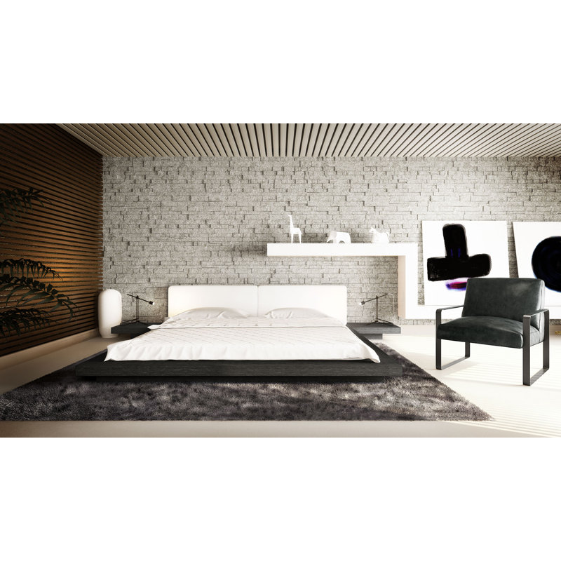 Upholstered Bed, King, Wenge/Pearl Gray Fabric