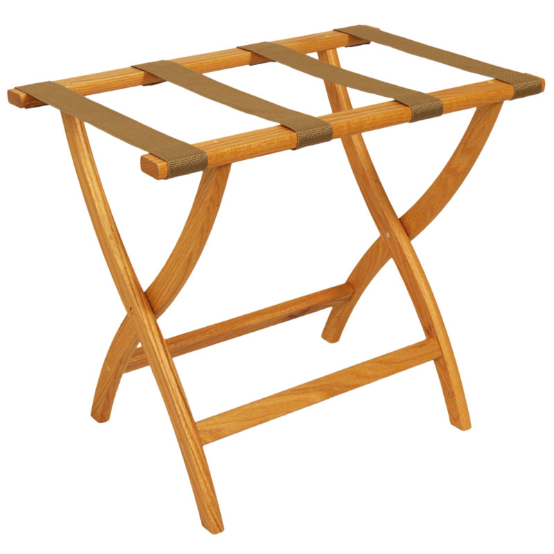 Porte-bagages pliable en bois, Chêne clair, Brun clair