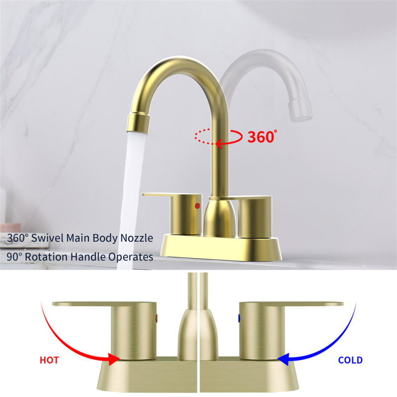 Robinet pour salle de bain à 2 poignées en nickel brossé à 2 poignées