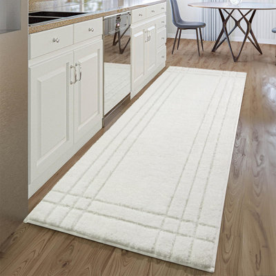 White Bathroom Runner Rugs, Non-Slip Extra Long Bath Mat,24x60"
