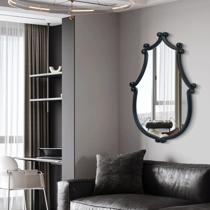 Wood Accent Wall Mirror for Bathroom Bedroom Decorative Mirror, 31" H x 19" W