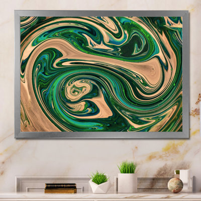 Green & Brown Acrylic Fluid Art - Graphic Art on Canvas