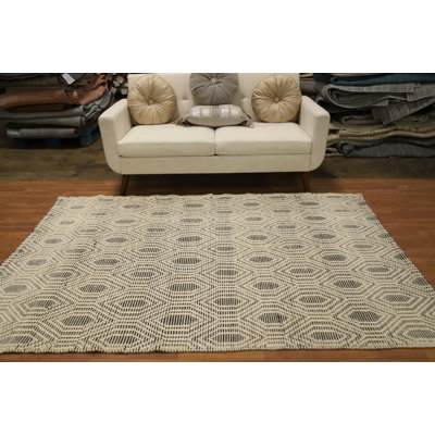 Tapis géométrique en laine fabriqué à la main Gotti 5 x 7