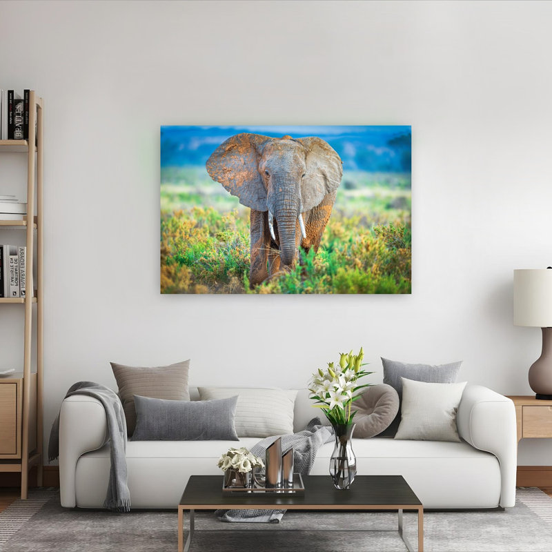 Majestic African Elephant Contemporary Elephant Nature Wildlife Wall Art Print by Jeffrey C. Sink - 1 Piece Wrapped Canvas Wall Art