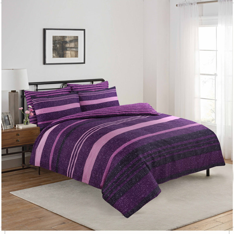 Amahni Striped Duvet Cover Set with Pillowcases, Super King Duvet Cover + 2 Standard Pillowcases