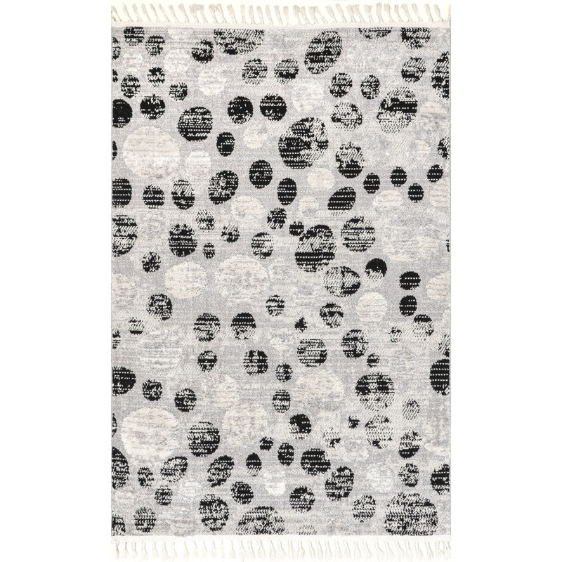 Carli Modern Pebble Tasseled Area Rug, Rectangle 4' x 6'