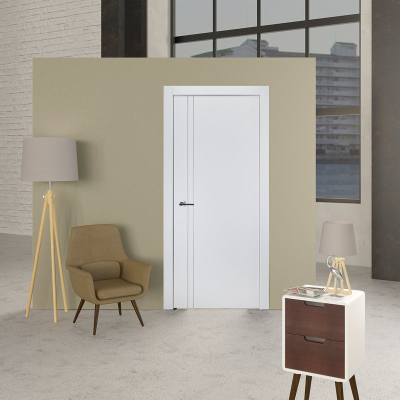 Porte standard affleurante en bois manufacturé Palladio, 30 po x 80 po, Blanc noble, Pour main droite
