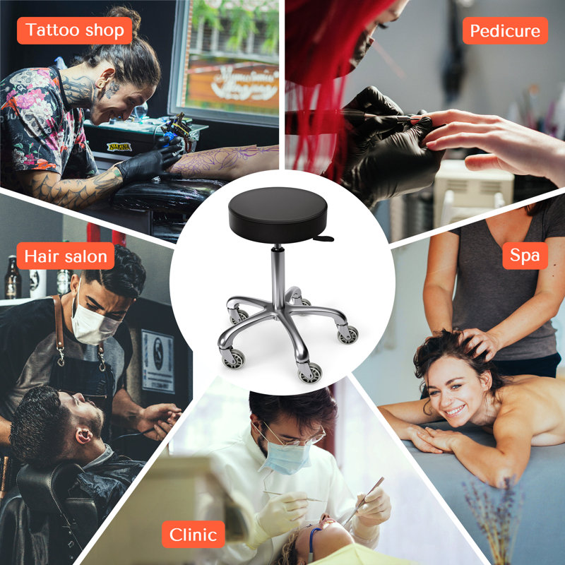Adjustable Height Ergonomic Lab Stool with Heavy-Duty Wheels