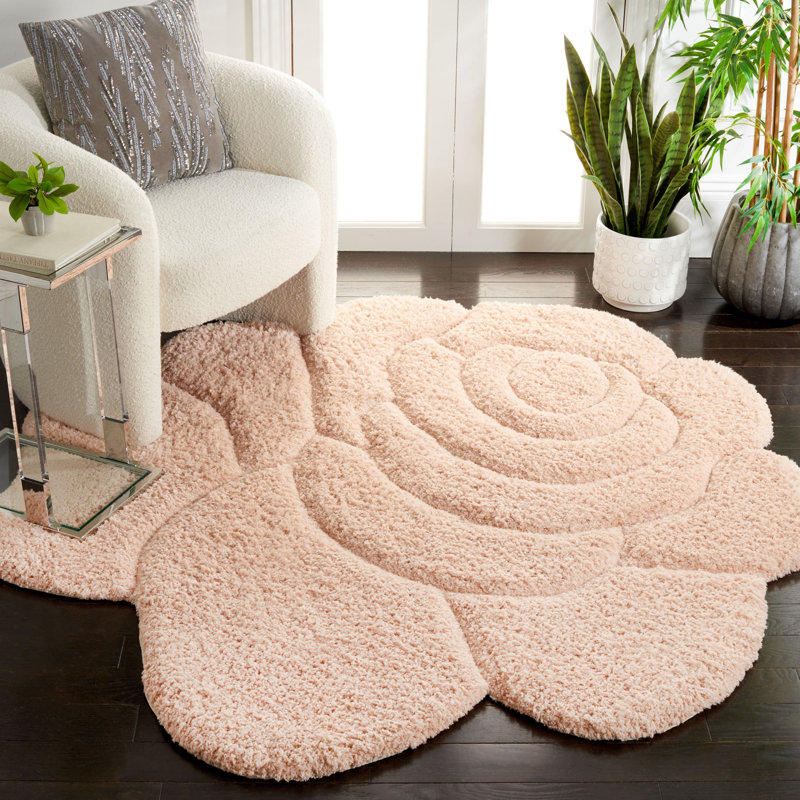 Kayal Novelty Hand Tufted Performance Floral Rug, Round 6'